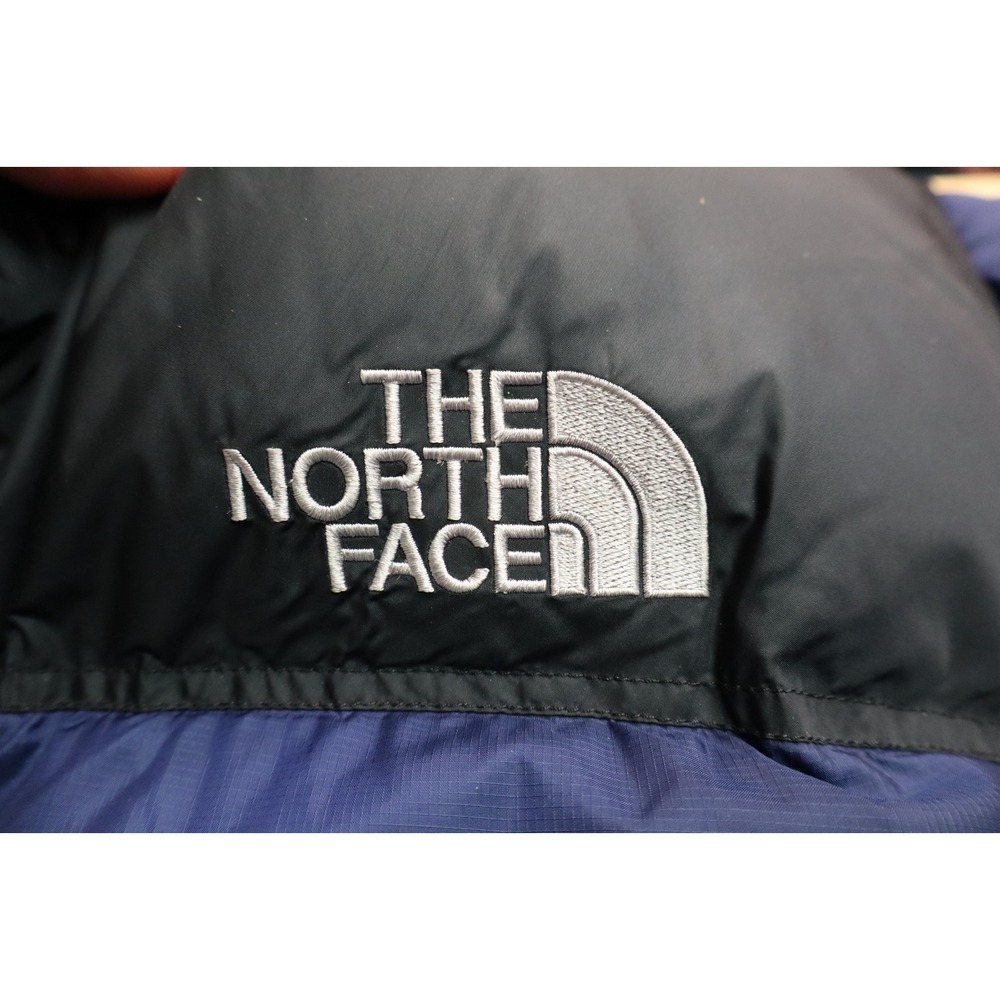 Vintage The North Face Nuptse 700 Puffer Jacket Mens L Navy Blue Black Down Fill - Picture 8 of 11